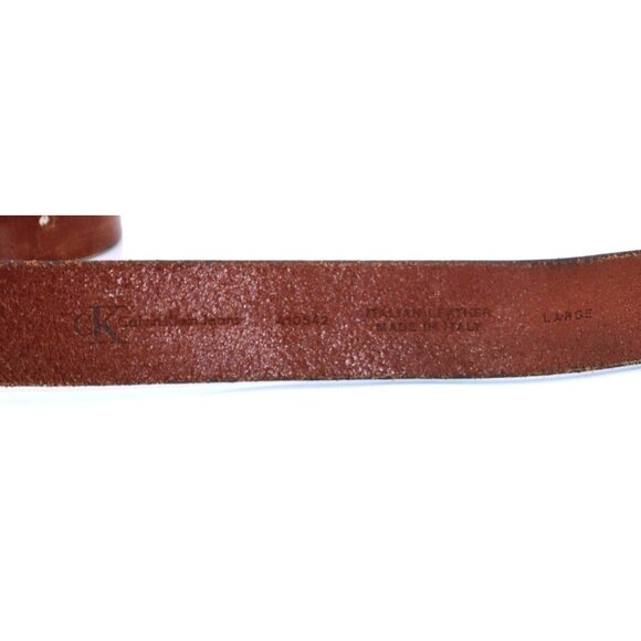 Calvin Klein Italian Leather Brown Belt Silver Buckle Vintage Dark Academia - Picture 2 of 5